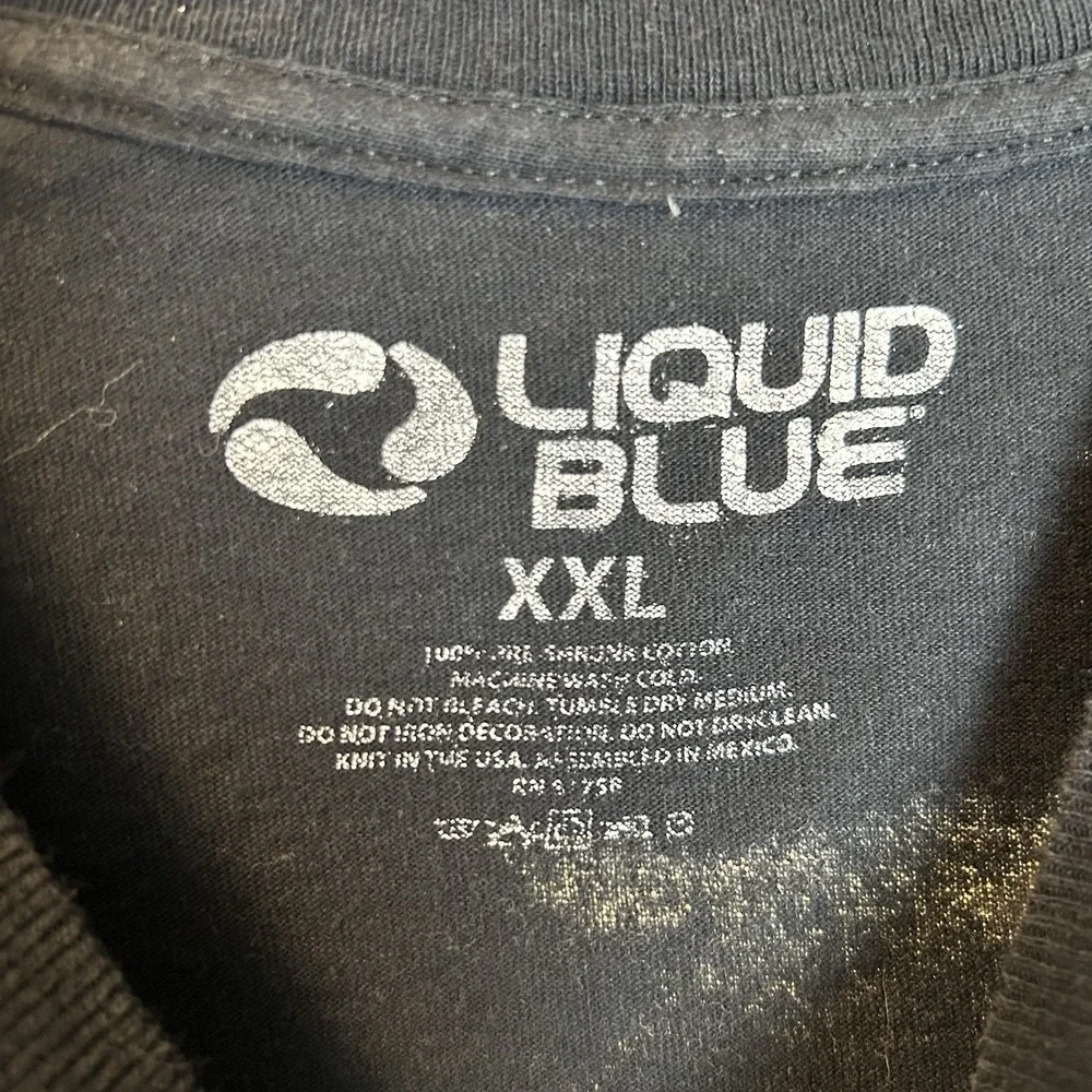 Vintage Liquid Blue Shirt Mens 2XL Indian Bear Wolf AOP Nature Tee Cut Off